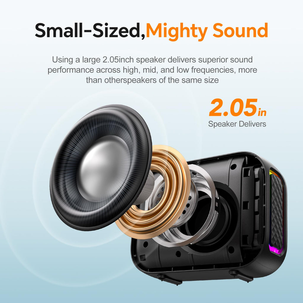 Portable Bluetooth Speaker Line-in Support: IPX5 Waterproof, Black | Up to 24H Playtime, HD Sound, TWS Pairing, LED Light, Outdoor Speaker for Beach, Pool, Travel, School Supplies for Adult Teen