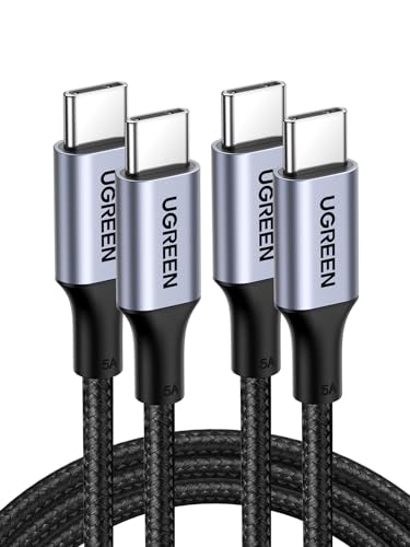 UGREEN 100W USB C to USB C Cable, Fast Charging, 2-Pack, 3.3ft, Black | For iPhone 18/17/16/15, MacBook Pro/Air, iPad Pro/Air/Mini, Galaxy S26/S25/S24, XPS, Pixel, Switch. Built-in E-marker chip