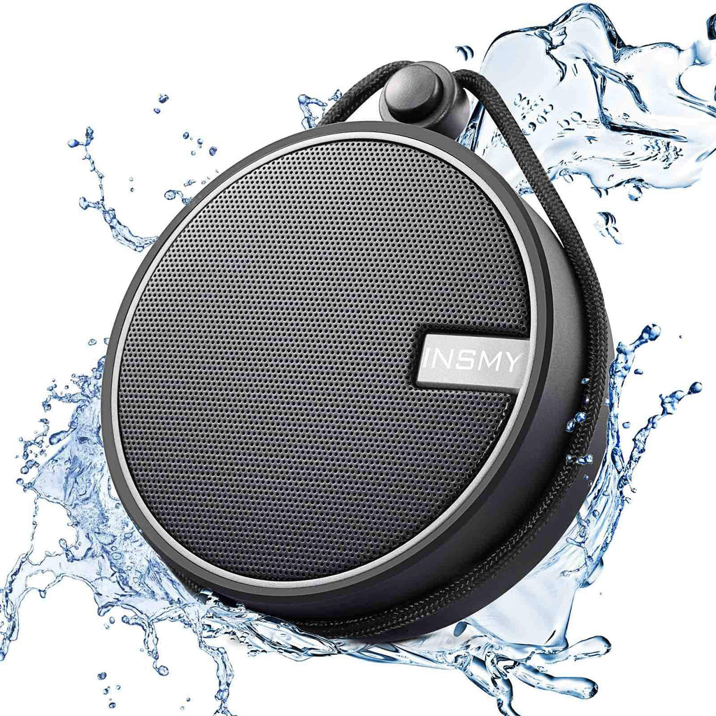 INSMY C12 IP67 Waterproof Shower Bluetooth Speakers Portable Small Speaker | Speakers Bluetooth Wireless,Loud Clear Sound,Support TF Card,Suction Cup,for Outdoor Kayak Canoe Beach Gift (Black)