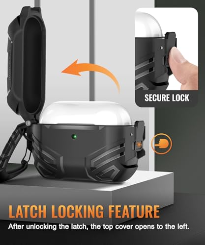 MOBOSI for AirPods Pro 3 Case, Fit for MagSafe, Black | Compatible with AirPods Pro 3rd Gen Cover, Military Grade Protection Shell with Lock, Cleaner Kit&Keychain for Men(2025)
