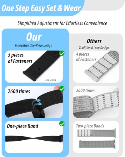 Nylon Loop Sport Band Compatible with Apple Watch Bands 44mm 45mm 46mm 49mm 42mm for Women Men, iWatch Wrist Straps for Ultra 4 3 2, Se, Series 12 11 10 9 8 7, Breathable, Soft Band Ideal for Outdoor
