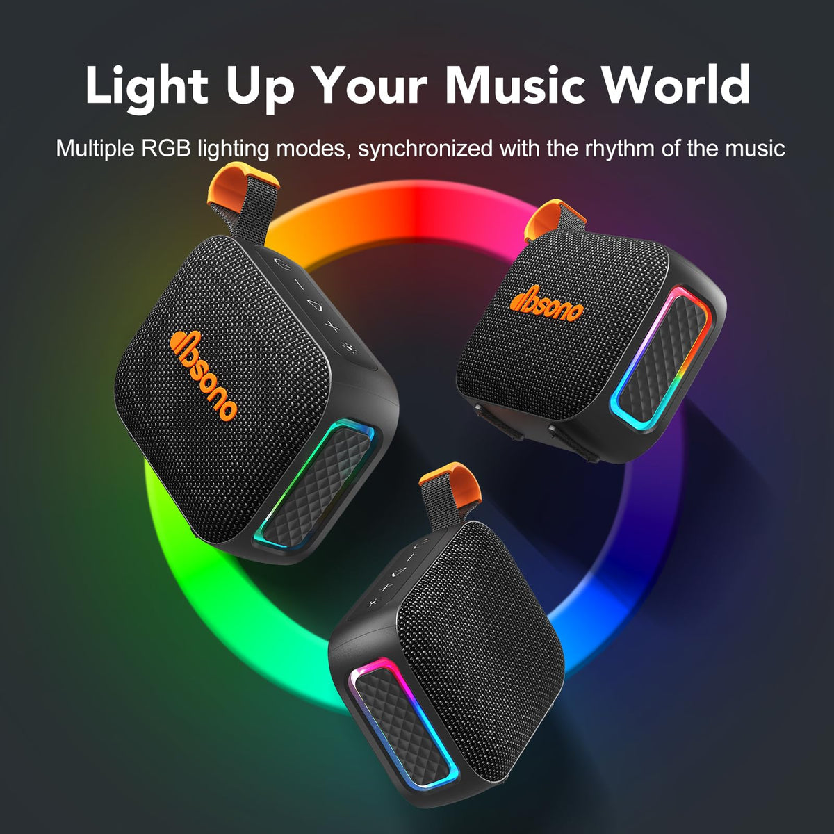 Portable Bluetooth Speaker Line-in Support: IPX5 Waterproof, Black | Up to 24H Playtime, HD Sound, TWS Pairing, LED Light, Outdoor Speaker for Beach, Pool, Travel, School Supplies for Adult Teen