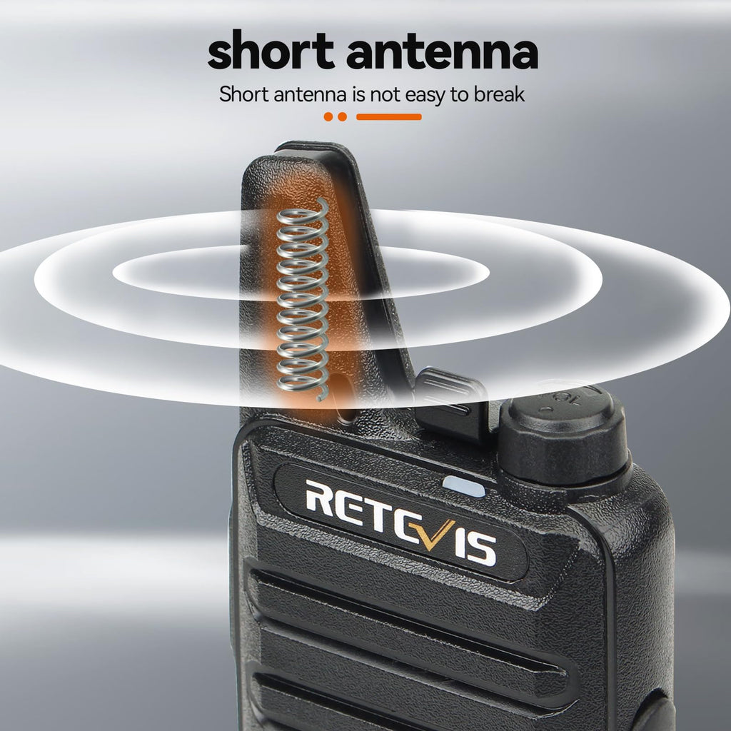 Retevis RT22 Compact & Lightweight FRS Walkie Talkies Long Range (4 Pack) | For Small Business, Camping, Hiking, Cruise, Safe Short Antenna, Comfortable to Carry, Loud & Clear Audio, USB-C