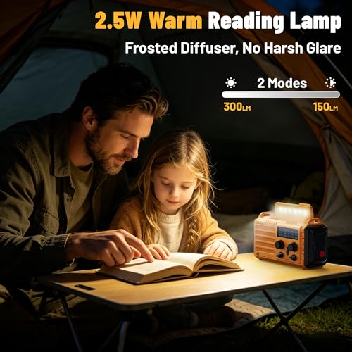 NOAA Weather Radio FM AM Shortwave, Emergency Radio 5000mAh Solar Crank | 5 Way Powered Portable Phone Charger with LED Flashlight, Reading Lamp, and SOS Alarm for Survival Kits
