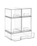 Vtopmart Clear Stackable Storage Drawers Set of 5, Plastic Organizer Bins | Multi-purpose Boxes for Baby Bottle Storage, Ideal for Kichen, Vanity, Bathroom, Undersink, Cabinet, Pantry Organization