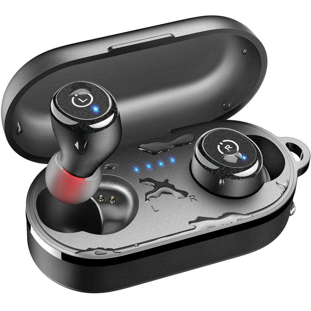 TOZO T10 Wireless Earbuds Powerful Bass Stereo Wireless Charging, APP, IPX8 | Waterproof, 55H Playtime, Ergonomic Design In Ear buds, App Customize EQ, Bluetooth 5.3 Headphones for Work, Travel, Black