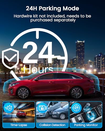 IIWEY N5 4 Channel Dash Cam for Cars, 360° View 2K Front 1080P Rear Inside | Includes 128GB Card, 5G WiFi & APP Control, IR Night Vision, G-Sensor, 24 Hours Parking Mode