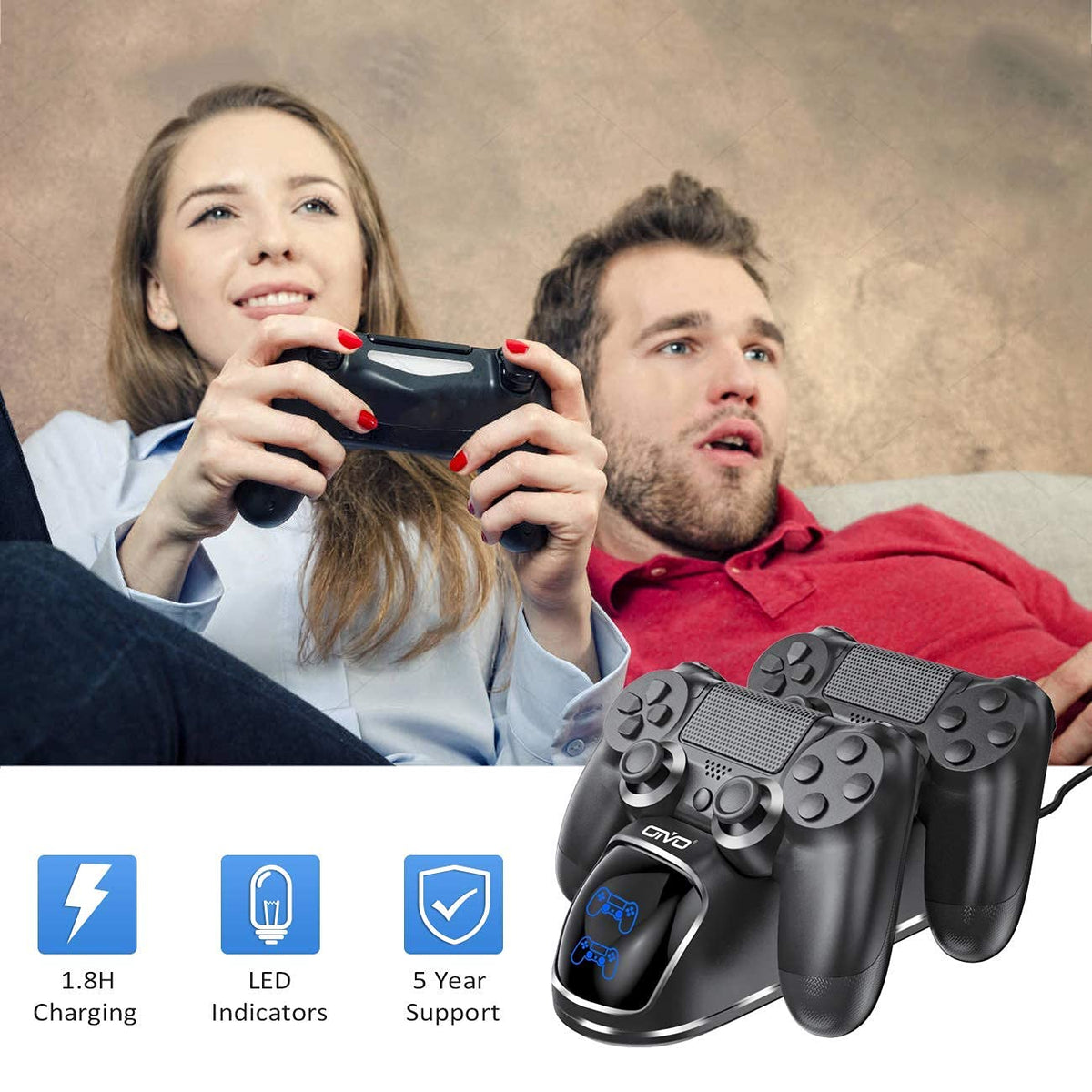 OIVO PS4 Controller Charger Dock Station, 1.8Hrs PS4 Controller Charging Dock, Charging Station Replacement for PlayStation 4 Dualshock 4 Charger
