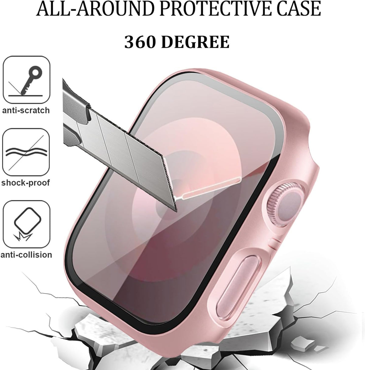 6-Pack Case with Screen Protector for Apple Watch SE3/SE2/SE/6/5/4 40mm | Hard-PC Protective Face Cover, Slim Bumper with Scratch Resistant Tempered Glass, HD Sensitive Touch Film for iWatch 40 mm