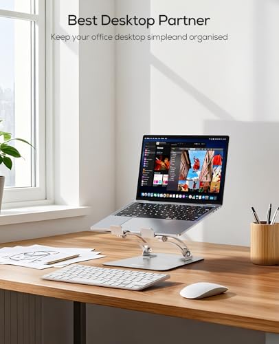 Nulaxy Ergonomic Adjustable Laptop Stand for Desk, Dual Foldable Computer Riser with Advanced Heat-Vent, Heavy-Duty Portable Notebook Holder for Posture Correction, Compatible with Mac 10-16" Laptops