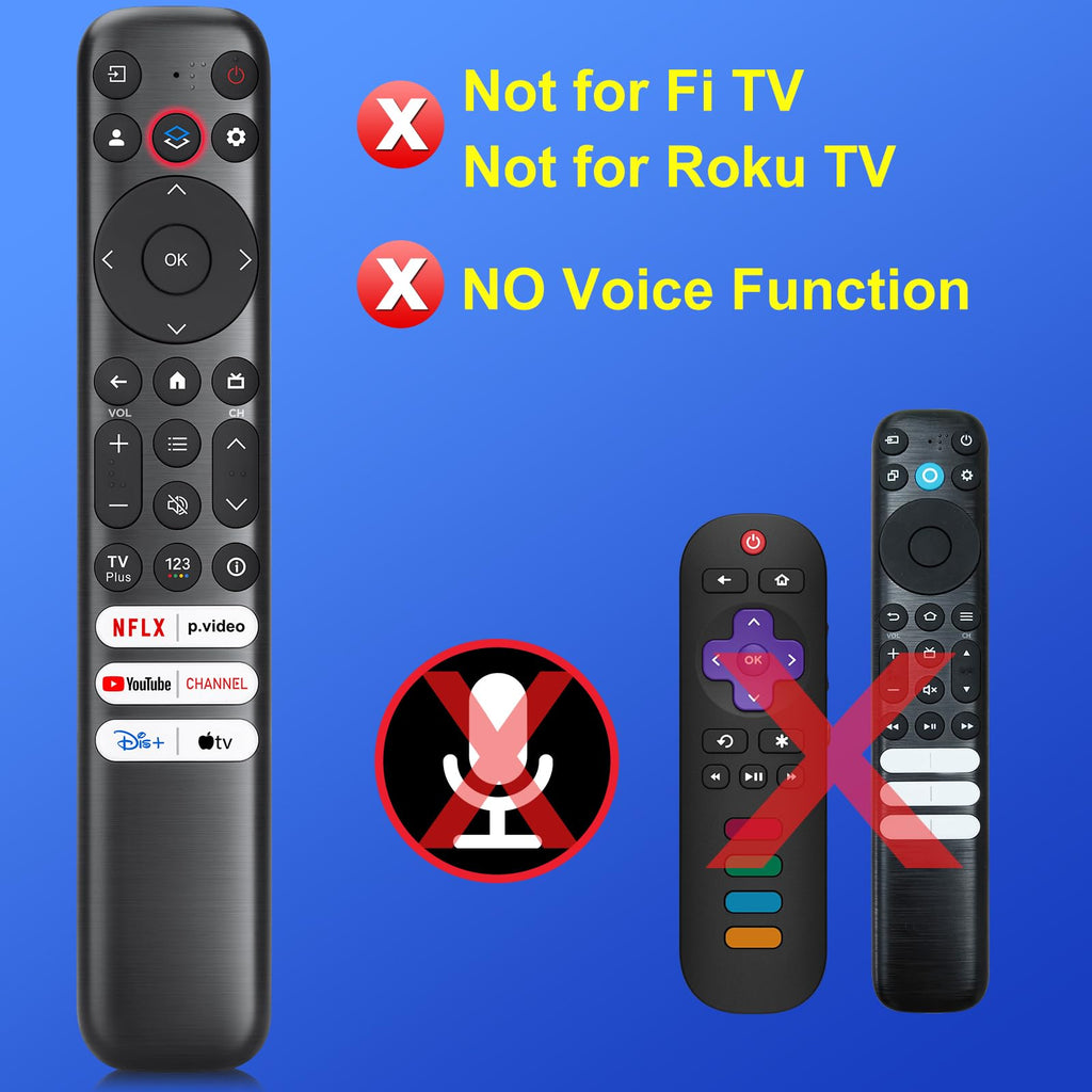 Only for TCL Google TV Remote Control Replacement, Responsive, No Setup | Rugged Durable RC813 Compatible with TCL QM8/QM7/S5/S4/S3/Q7/Q6/Q5 4K UHD HDR LED QLED QD-Mini LED Full-HD Smart TVs