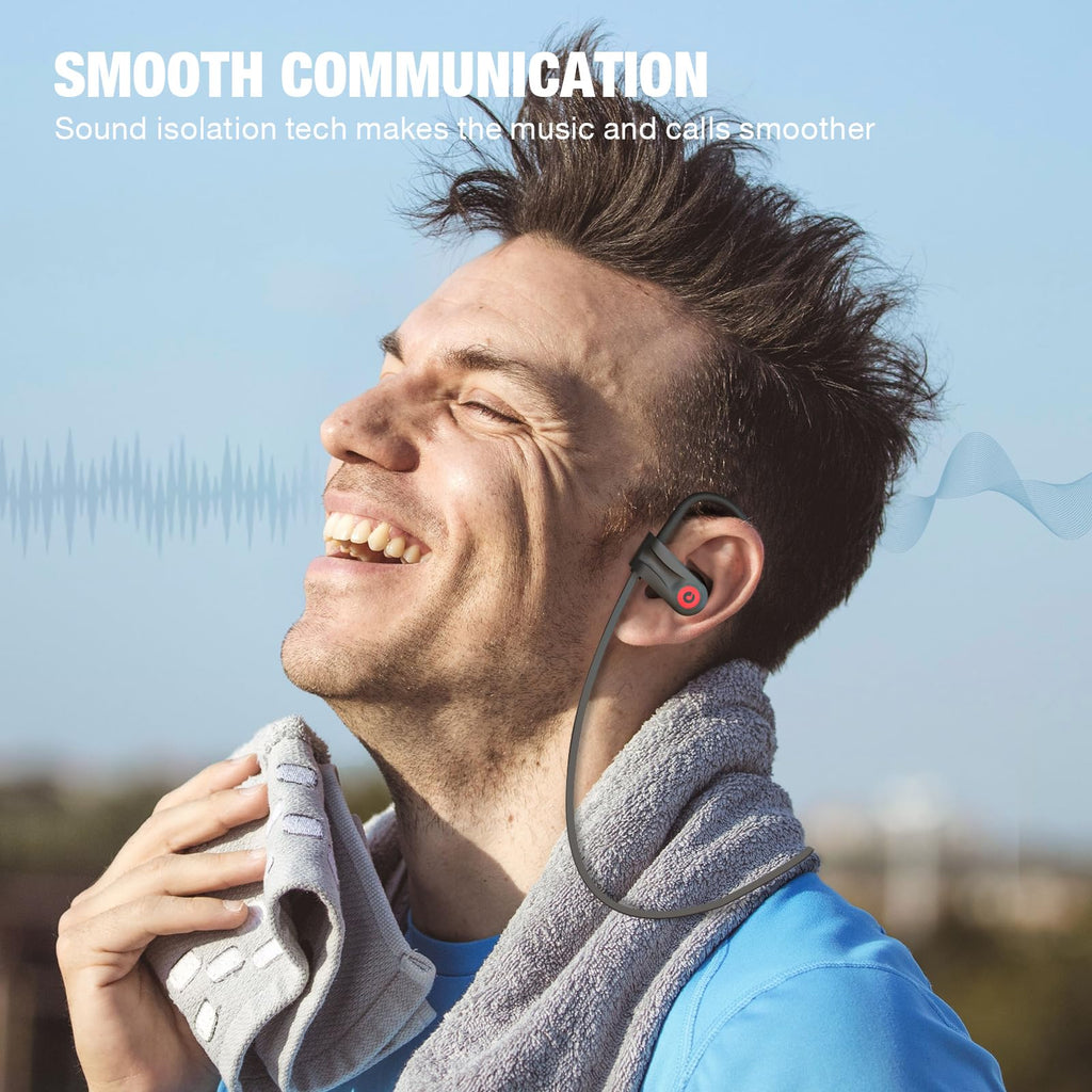 Boean Bluetooth Headphones, Wireless Headphones with AI Music Generation | 16 Hours Playtime Wireless Earbuds with Bluetooth 5.3 HD Stereo Sound, IPX7 Waterproof Running Headphones for Workout Sports