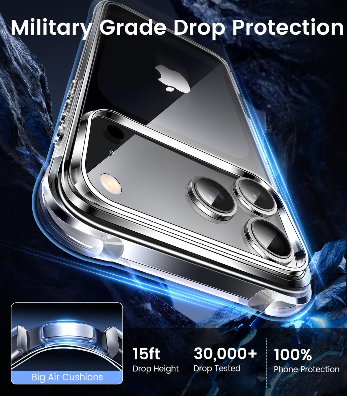 Mkeke for iPhone 18 Pro Case Clear [Not-Yellowing] | [Military-Grade Drop Protection] Shockproof Protective Phone Bumper 2026