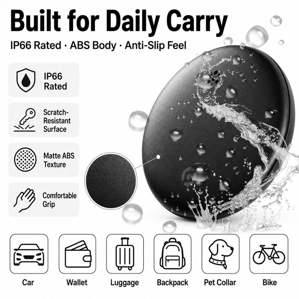 RGIMF GPS Tracker for Vehicles No Subscription, iOS & Android Dual System | Precise Location Car Tracker Tag, IP66 Bluetooth Tracker Device for Key, Luggage, Wallet, Kid and Pet (2-Pack)
