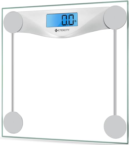Etekcity Digital Body Weight Bathroom Scale, 6mm Tempered Glass, 400 lbs | Large Blue LCD Backlight Display, High Precision Measurements for Home Bathroom Use