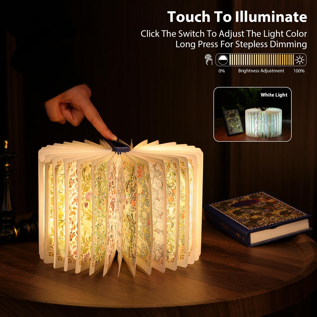 Ba suns Book Lamp Decor, Gift for Book Lovers, Rechargeable Book Light | Reading Light, Portable Paper Lamp with Touch Control, Decor for Home Library Bookshelf, Gift for Women Readers (Blue)