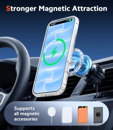 FNTCASE for iPhone 18 Pro Case/17 Pro Case Clear with Screen Protector | Anti Yellowing, Compatible with Magsafe, Magnetic, Rugged Shockproof Protective, Transparent Cell Phone Cover