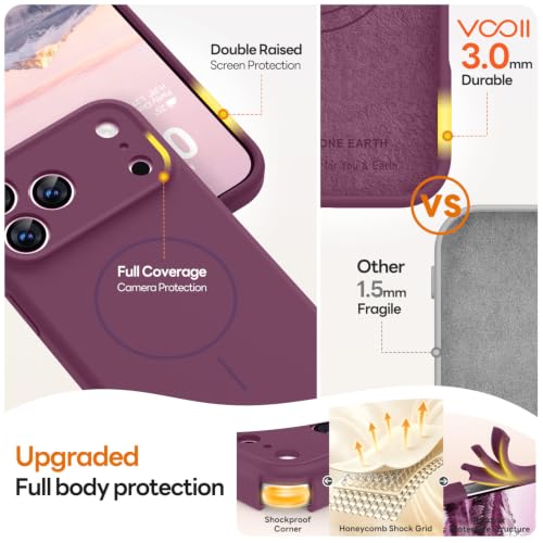 Vooii Magnetic for iPhone 18 Pro Max Case 6.9" Silicone, Burgundy | Compatible with Magsafe, Full Camera Protection, Soft Microfiber Lining, Shockproof Case for iPhone 18 Pro Max Cherry Red