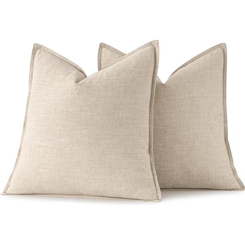 MIULEE Decorative Euro Sham Pillow Covers 26x26 Natural Beige | Boho Farmhouse​ ​Neutral Couch Throw Pillows for Bed, Pack of 2 Accent Modern Pillowcases, Sofa Livingroom Home Decor