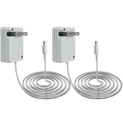 3DS Charger, DTOL 3DS Charger Compatible with Nintendo 3DS/ DSi/DSi XL/ 2DS/ 2DS XL/New 3DS 100-240V Wall Plug Adapter 2 Pack