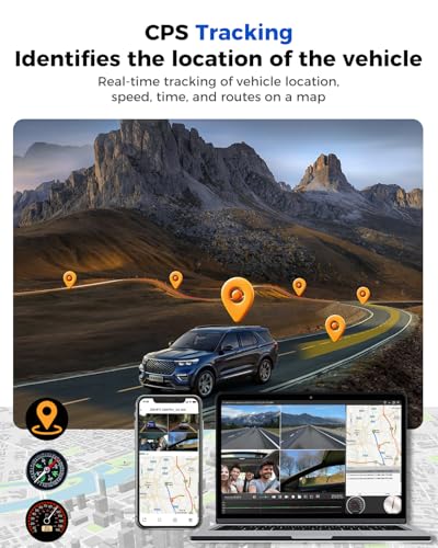 360 View 4 Channel Dash Cam Front and Rear Left Right Inside Camera for Cars, GPS and 5G Band WiFi, Night Vision, 160 Wide Angle, WDR, 24H Parking Mode, Supercapacitor, Included 128GB Card