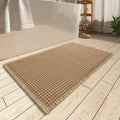 Upgraded Waffle Bath Mat Ultra Absorbent Non Slip Bathroom Mat, 17" x 24" | Brown, Quick Dry Washable Bathroom Rugs, Extra Soft Decorative Bath Rugs for Bathroom Floor, Beside Tub and Shower