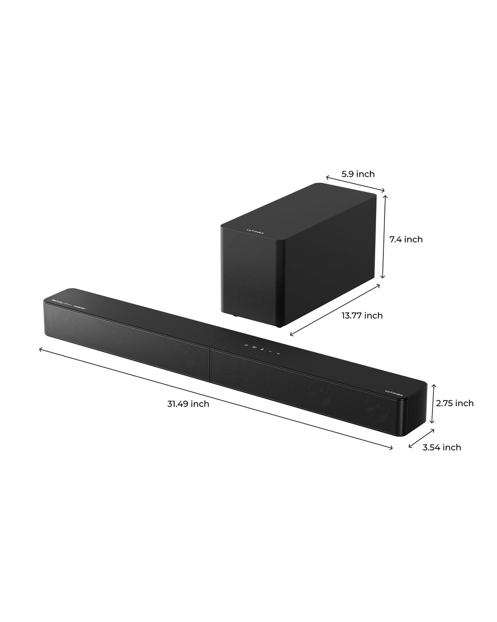 ULTIMEA 5.1CH Surround Sound Bar System with Dolby Atmos, Poseidon M60 | VoiceMX, BassMX, APP, 300W Soundbar for Smart TV, Surround Sound System for TV, with Subwoofer, Bluetooth 5.4