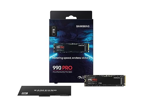 Samsung SSD 990 PRO 2TB, PCIe 4.0 M.2 2280, Up to 7,450 MB/s | NVMe Internal Solid State Hard Drive for High End Computing, Gaming, and Heavy Duty Workstations, (MZ-V9P2T0B/AM)