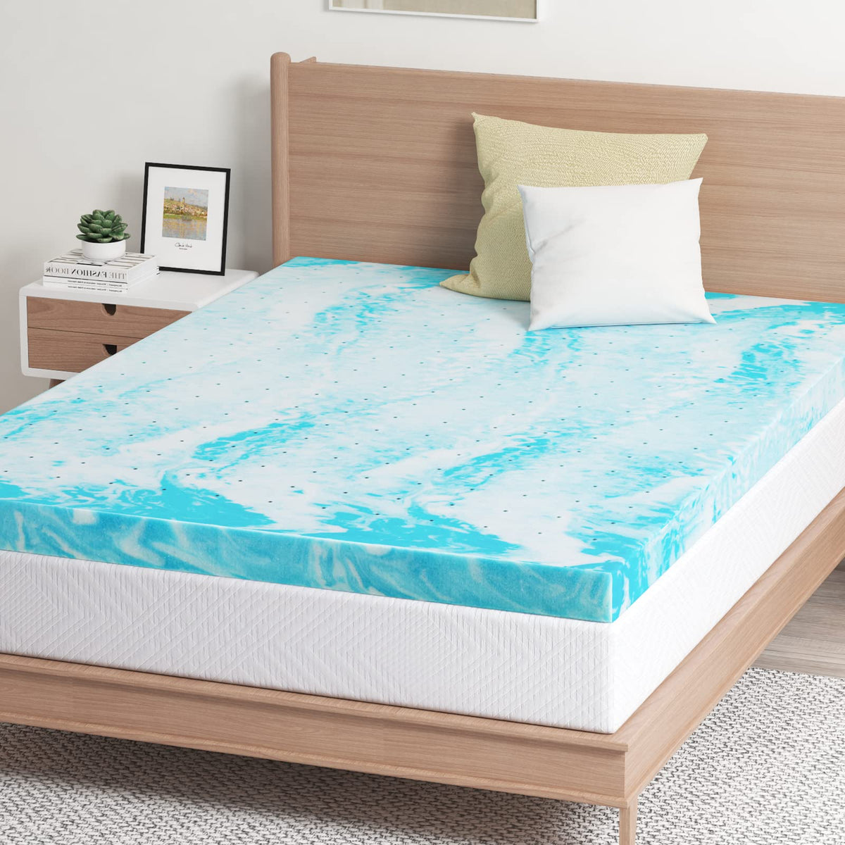 EGO 3 Inch Queen Mattress Topper Gel Memory Foam for Pressure Relief | Cooling Gel Infused, Ventilated Design Bed Topper in a Box, CertiPUR-US Certified, 80"Lx60"W