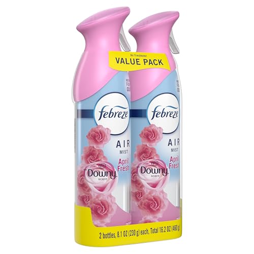 Febreze Air Mist, Air Freshener Spray, Odor Fighting Room Spray, Deodorizer for Home Bathroom Kitchen Office Apartment Dorm Room Classroom, Downy April Fresh Scent, 8.1oz (Pack of 2)