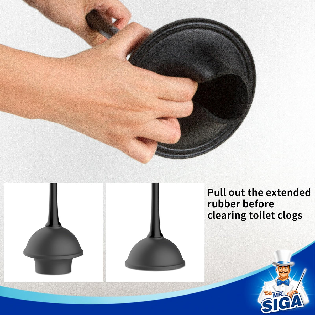 MR.SIGA Toilet Plunger and Bowl Brush Combo for Bathroom Cleaning, Black | Heavy duty toilet brush and plunger set, toilet bowl brush and plunger with holder
