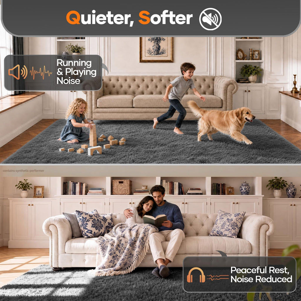 Ophanie Area Rugs for Living Room Bedroom, Washable Non-Slip Fluffy Soft Grey Shag Carpet, Indoor Floor Gray 4x6 Fuzzy Shaggy Living Room Plush Rug for Kids Home Dorm Decor Aesthetic