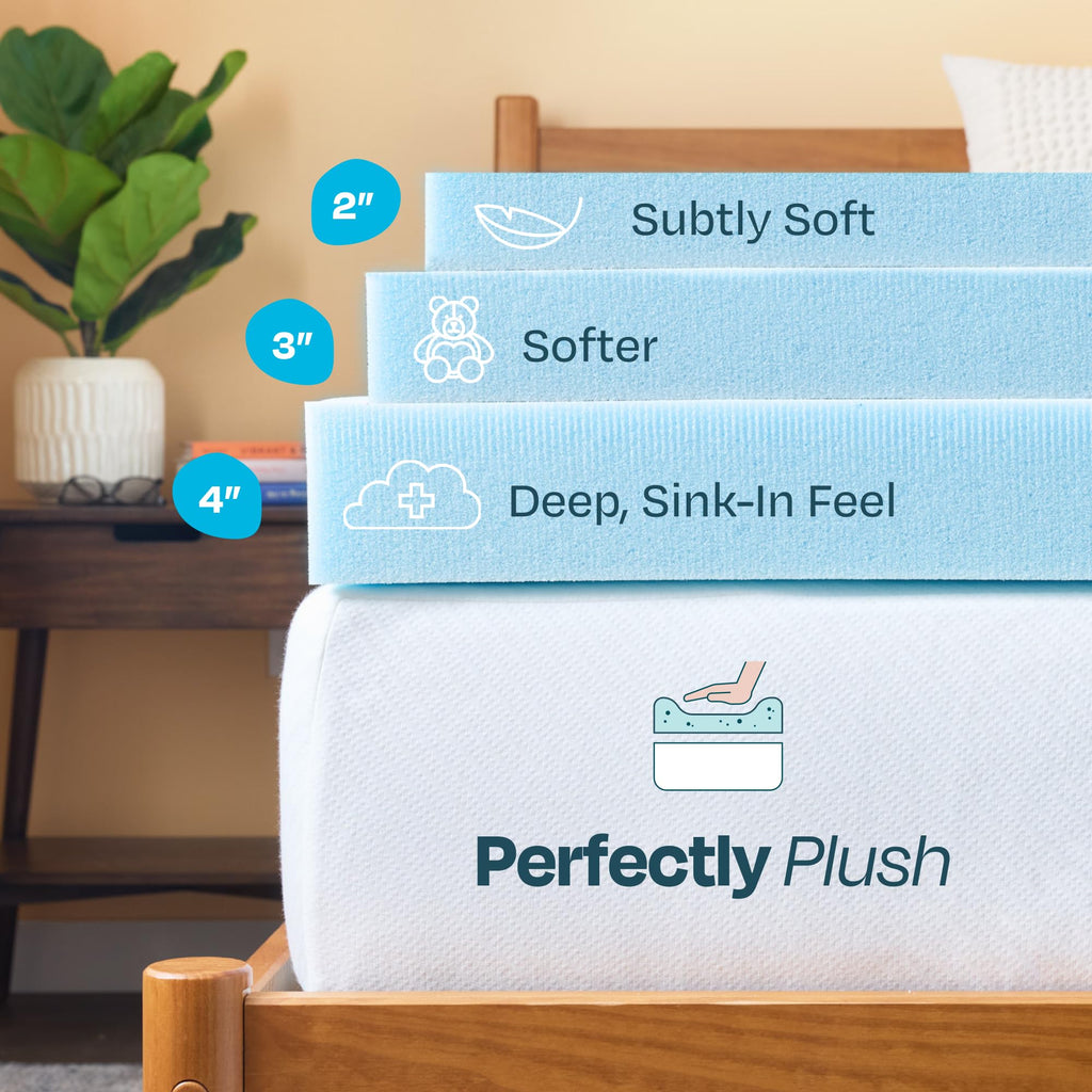 Linenspa 2 Inch Gel Memory Foam Mattress Topper, Plush, Cooling, Queen Size | CertiPUR-US certified, Cooling gel infusion, Plush pressure relief, Fits under standard fitted sheets, Expands in 24-48 hrs