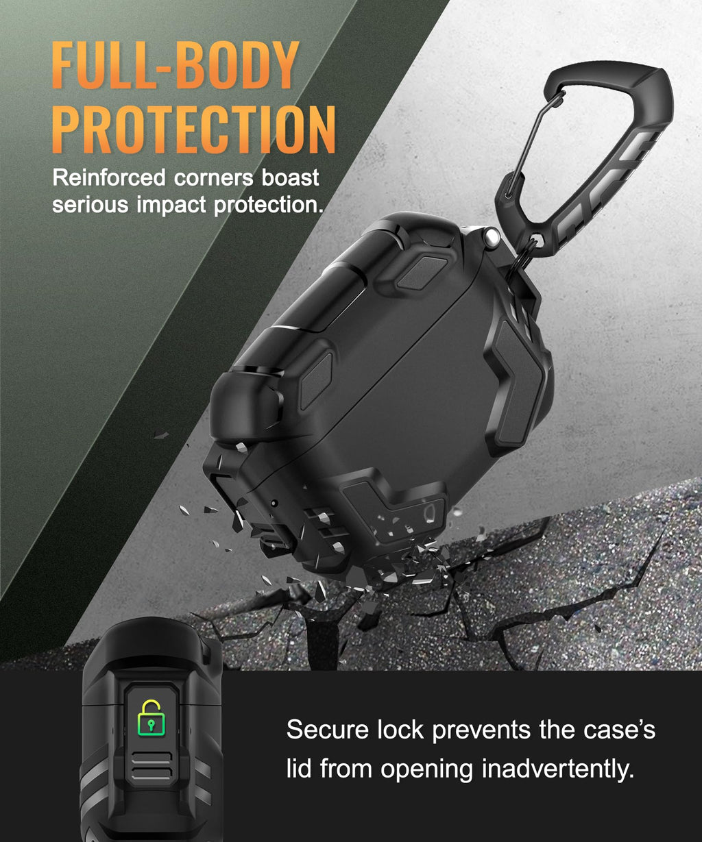 MOBOSI for AirPods Pro 3 Case, Fit for MagSafe, Black | Compatible with AirPods Pro 3rd Gen Cover, Military Grade Protection Shell with Lock, Cleaner Kit&Keychain for Men(2025)
