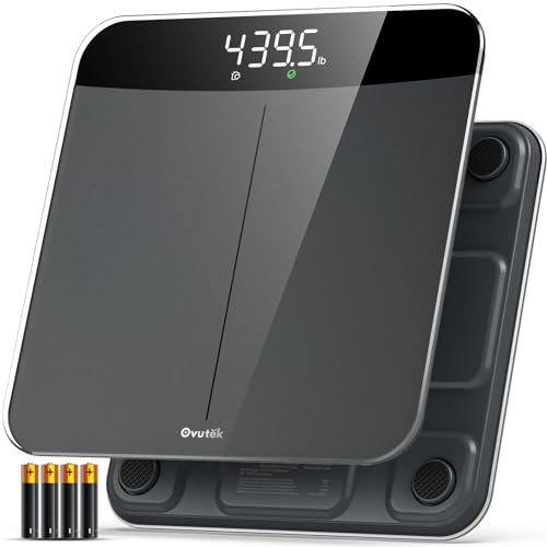 Ovutek Bathroom Scales Digital Weight 450lb, Most Accurate to 0.05lb | Extra LED Display with Large Clear Numbers for Body Weighting, Baby, Pet, Elderly Home Use, Sturdy and Durable Base Machine