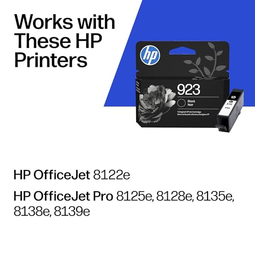 HP 923 Black Ink Cartridge | Works with OfficeJet 8120, Pro 8130 Series | 4K0T3LN