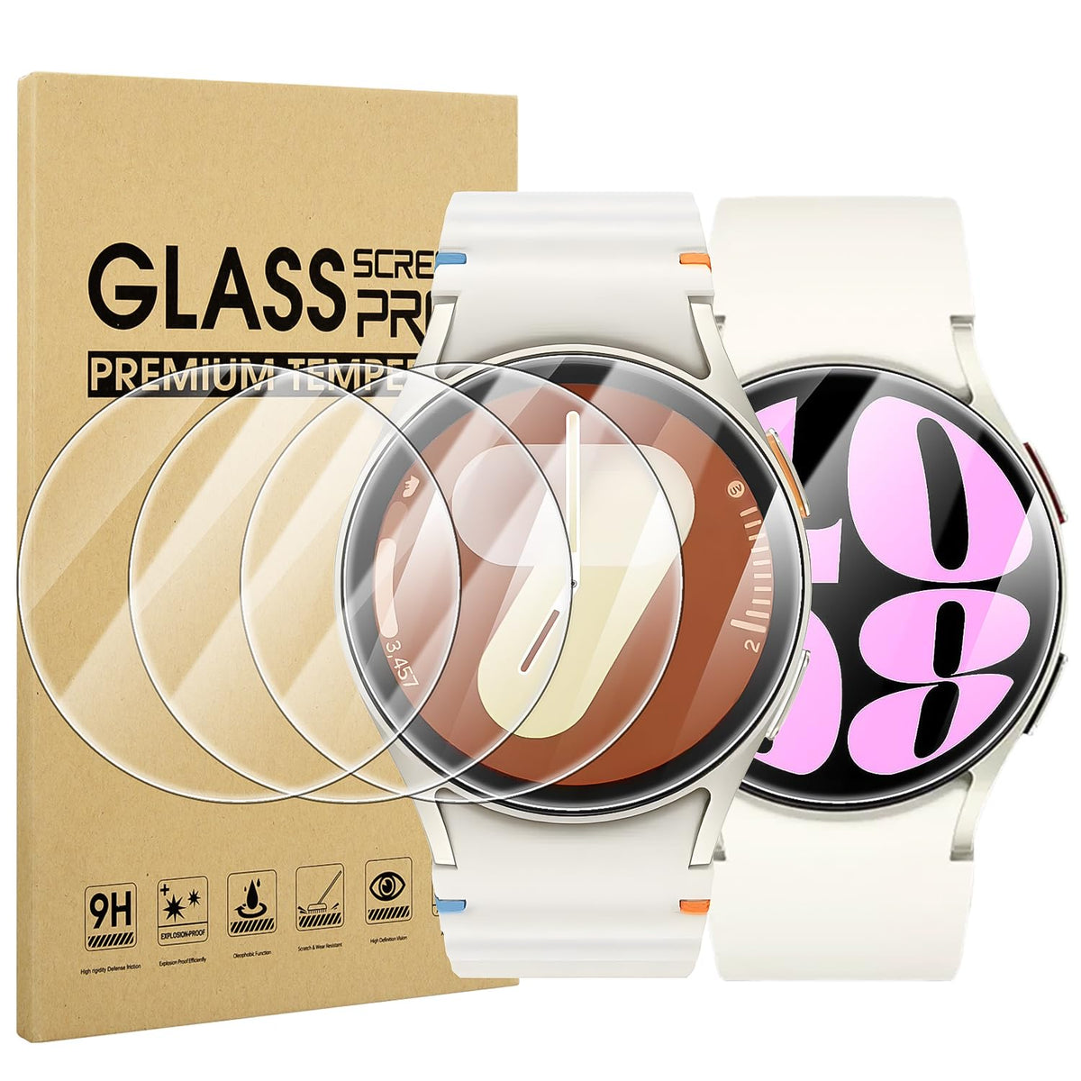 Suoman 4-Pack Screen Protector for Samsung Galaxy Watch 7/6/5/4 40mm | Tempered Glass Protectors Perfectly Fit for Samsung Galaxy 40 mm Smartwatches