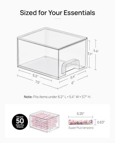Vtopmart 4 Pack Small Clear Stackable Storage Drawers, Fits Narrow Spaces | Multi-Use Plastic Bins for Bathroom Cabinet Organizer, Makeup, Desk, Vanity, Undersink, Medicine ,Keeps Small Items Organized