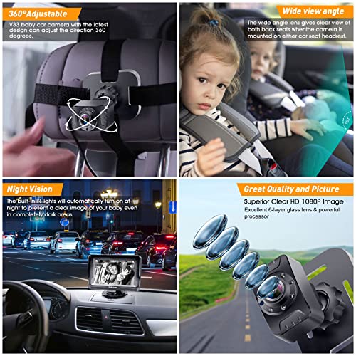 DoHonest Baby Car Camera HD 1080P: Rear Facing Car Baby Monitor Clear Image | Crystal Night Vision, Adjustable View Angle, Easy Setup, Anti-Glare Display, Safety for Kids & Infants