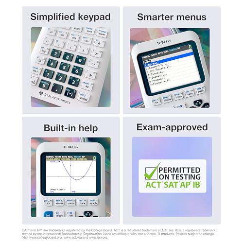 TI-84 Evo Graphing Calculator Texas Instruments, White | Intuitive Icon-based Homescreen, USB-C Charging, Python Programming, Faster Performance, Bigger Graphs than TI-84 Plus CE