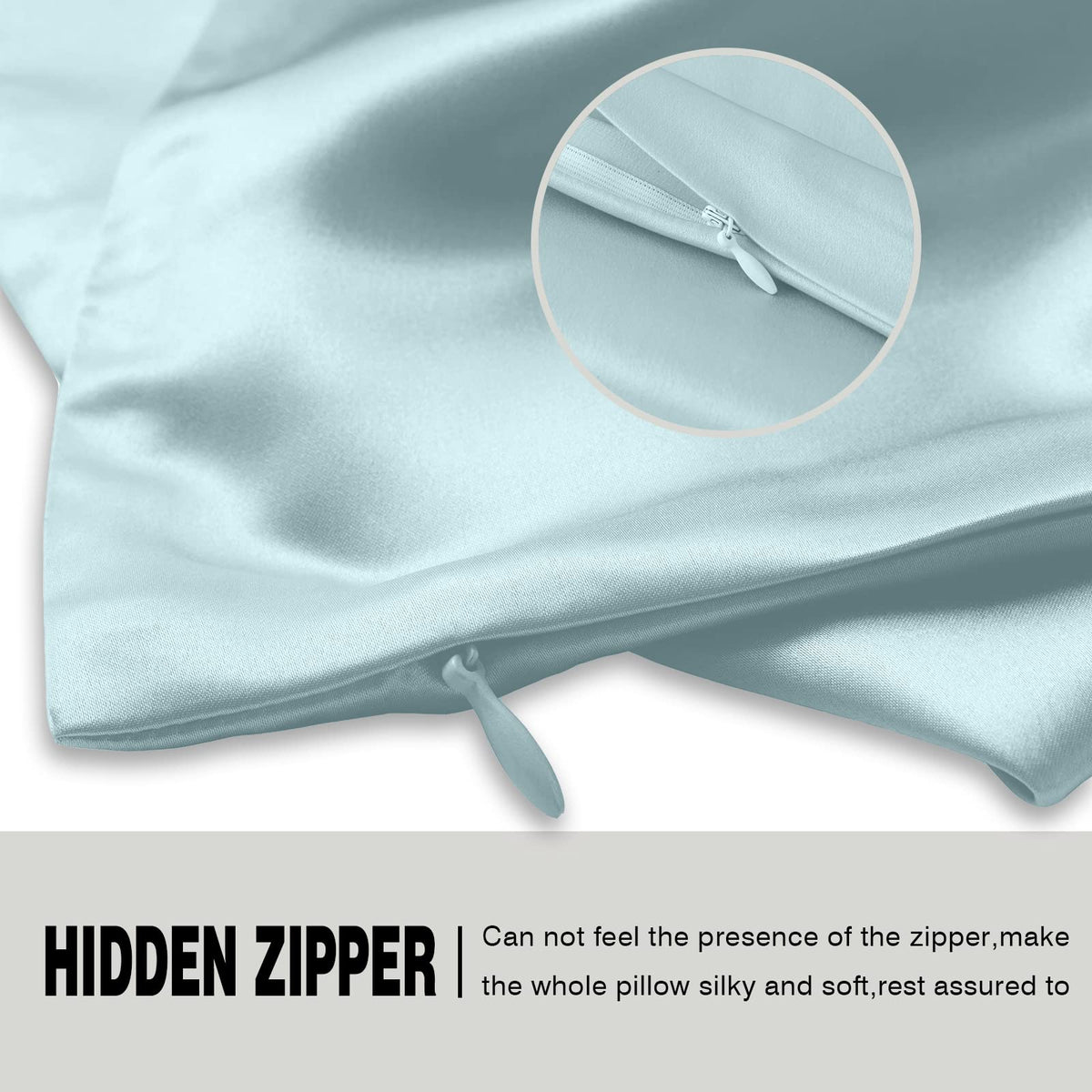 Suatien Mulberry Silk Pillowcase for Hair and Skin Standard Size, Haze Blue | Fits 20x26 Inches Pillows, Hypoallergenic, Smooth, Cooling Pillow Covers for Hot Sleepers with Hidden Zipper, Women Men Gift
