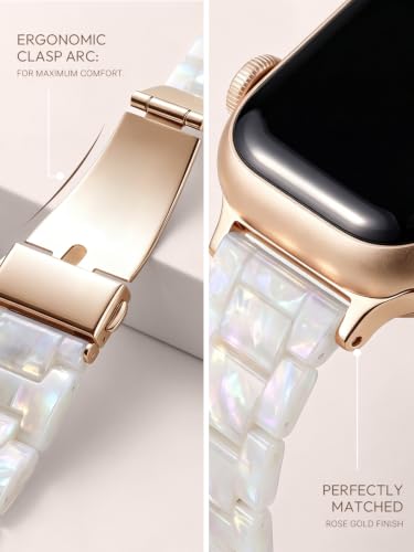 V-MORO Resin Bands Compatible with Apple Watch Band,41mm/40mm/38mm/42mm | Fashion Lightweight Strap for iWatch Series 12/11/10/9/8/7/6/5/4/3/2/1,Women Jewelry Dressy Bracelet Adjustable,Ivory White