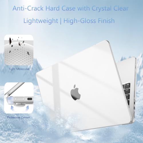MOSISO Compatible with MacBook Air 13 inch Case M5 2026 M4 M3 M2 2025-2022 | A3449 A3240 A3113 A2681, Hard Shell&Keyboard Cover&Screen Film&Type C for MacBook Air 13.6 inch Case, Crystal Clear
