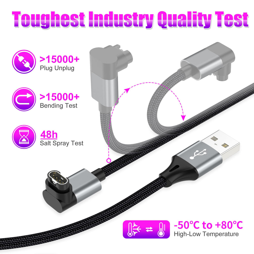 AGVEE 2 Pack 3.3ft Charger for Garmin Watch, L-Shape Charging Cable | For Approach, BarkLimiter, D2, Enduro, Epix, Fenix, Forerunner, Instinct, Quatix, Tactix, Venu, Vivoactive, Vivomove