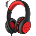 EarFun K1 Kids Headphones Wired with Mic, Volume Limit Headphones for Kids | Portable Wired Headphone with Shareport, Stereo Sound, Foldable Headset for School/Toddler/Tablet/iPad/Kindle, Black Red
