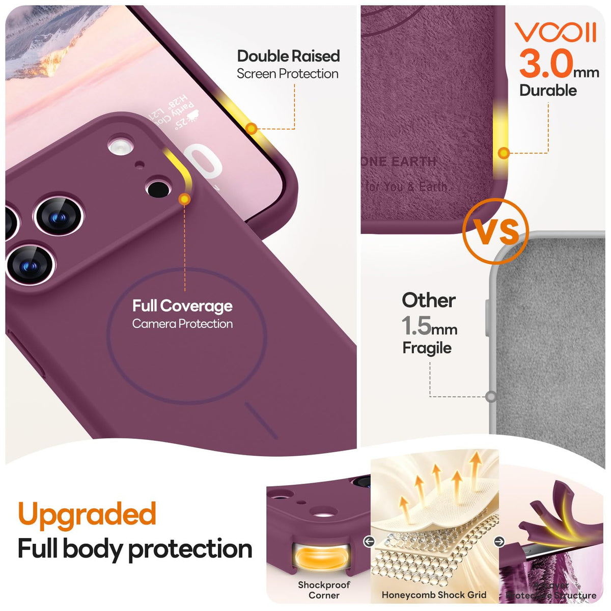 Vooii Magnetic for iPhone 18 Pro Max Case 6.9" Silicone, Burgundy | Compatible with Magsafe, Full Camera Protection, Soft Microfiber Lining, Shockproof Case for iPhone 18 Pro Max Cherry Red