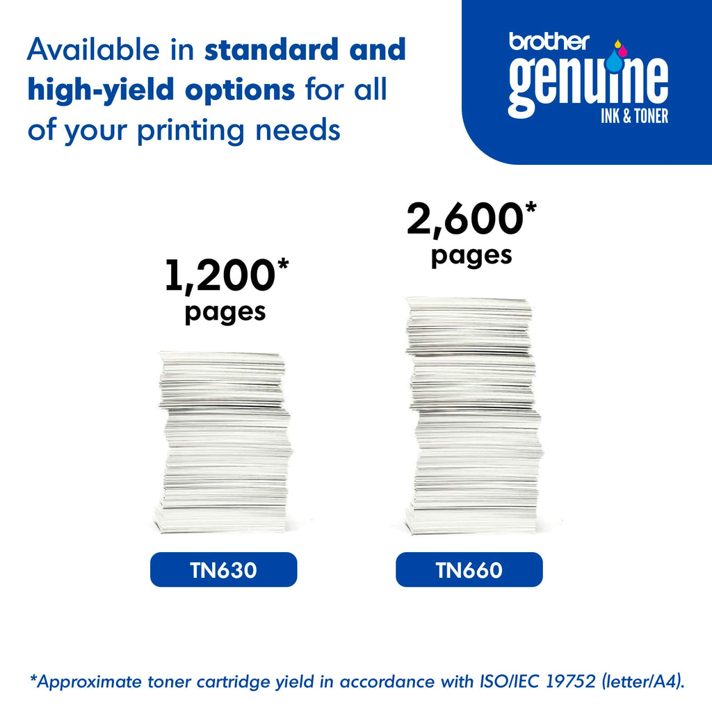 Brother Genuine High Yield TN660 Toner Cartridge, Replacement, Page Yield Up to 2600, Amazon Dash Replenishment, Black, 1 Pack