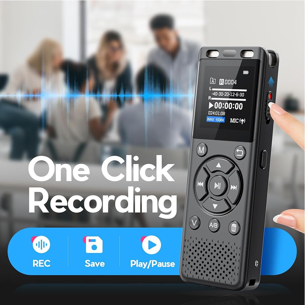 Tonfarb 64GB Digital Voice Recorder with Playback,Audio Recording Device | for Lectures Meeting/Classes/Interviews,Tape Recorder with Voice Activated,Password,Noise Reduction,A-B Repeat,MP3 Player Etc