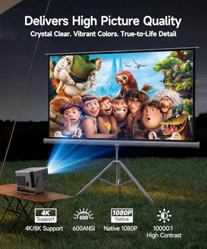 Magcubic Smart Projector with Wifi 6 and Bluetooth 5.4, Native 1080P Portable Projector 4K & 8K Support, 600 ANSI, Auto Focus & Obstacle Avoidance, Mini Proyector for Outdoor Movie Home HY350Max