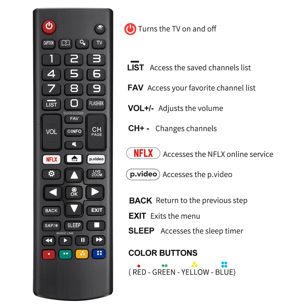 Universal for LG Smart TV Remote Control Replacement with Battery | for All LG OLED 3D Thinq TVs | 1‑Year Warranty | for AKB75095307 AKB75375604 AKB74915305 AK75675304 AKB76040302 AKB76037601